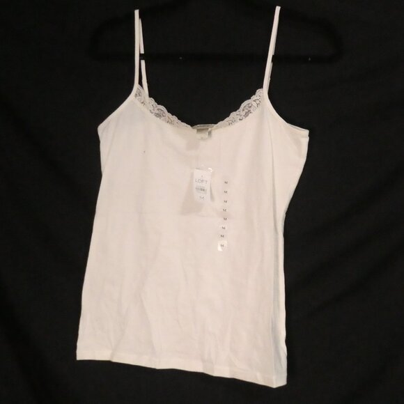 LOFT Tops - ANN TAYLOR LOFT White Lace Trim Cami Tank Top - Size Medium